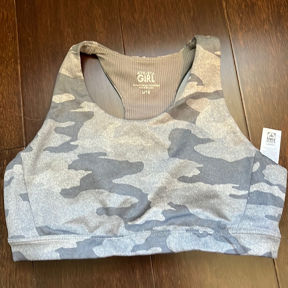 EUC Athleta Girl Camo Sports Bra Size L/10